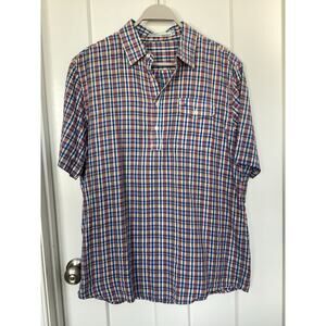 Criquet Men's Plaid Short Sleeve Button Up Shirt Timeless Multicolor Size Large